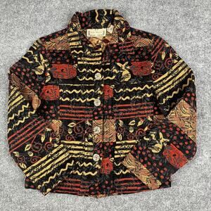 Life Style Jacket Womens Size M Abstract Pattern Textured Viscose Button Front